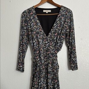 LOFT Multicolor Floral V-Neck Dress